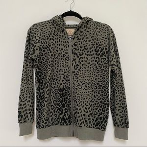 Chaser Animal Print Knit Hooded Zipped Sweatshirt S